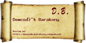 Demcsák Barakony névjegykártya